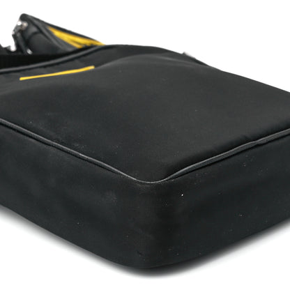 Prada Tessuto Nylon Saffiano Messenger Bag Black Yellow 12 of 13