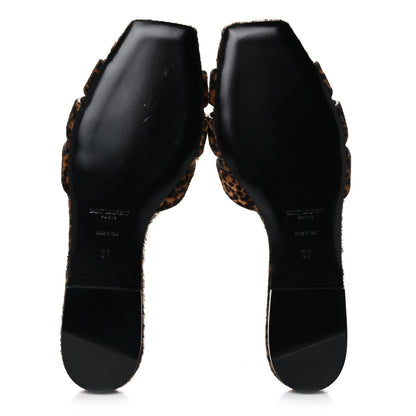 Saint Laurent Calfskin Leopard Print Tribute 05 Slide Sandals 37 Manto Natural 5 of 9
