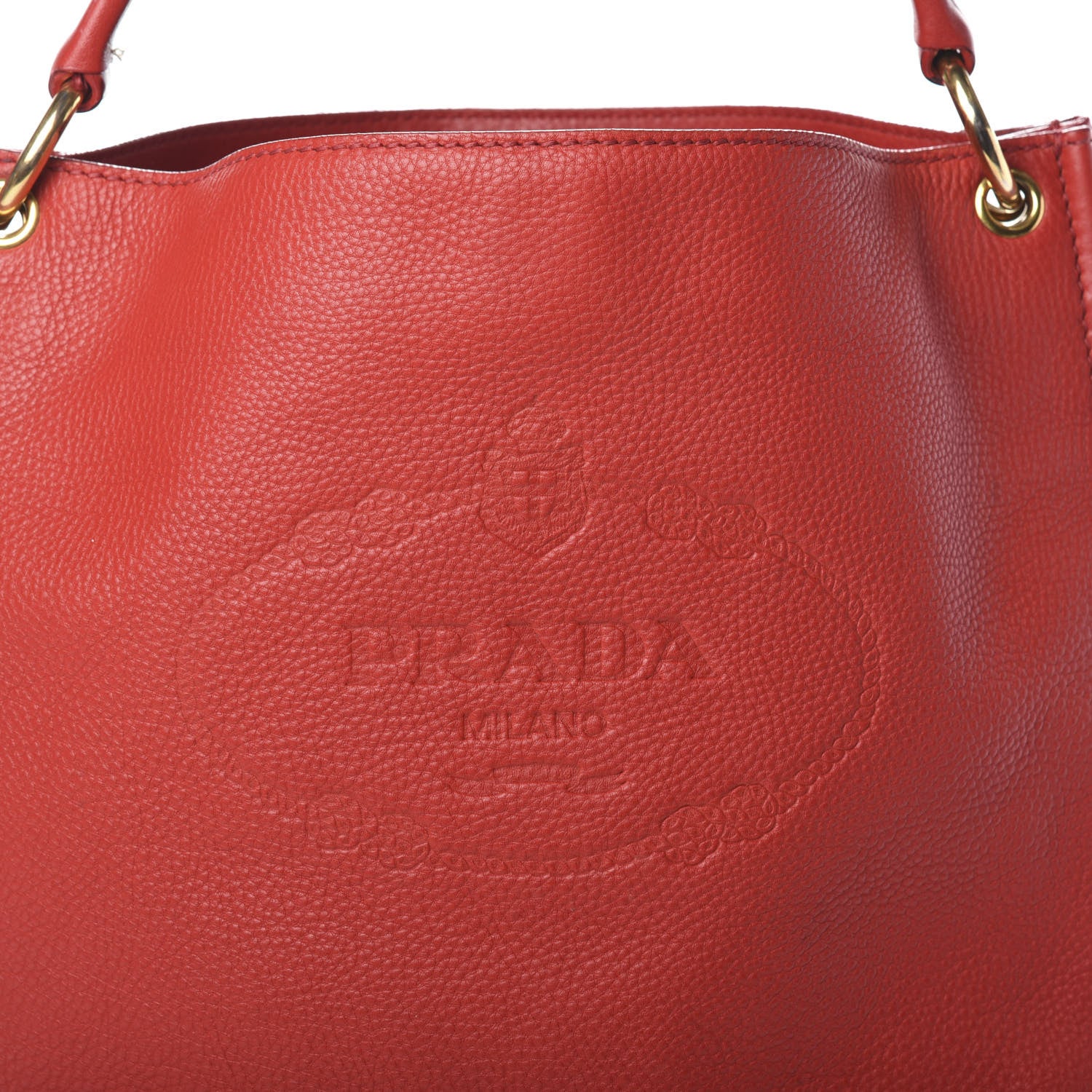Prada Vitello Daino Logo Hobo Rosso 7 of 9