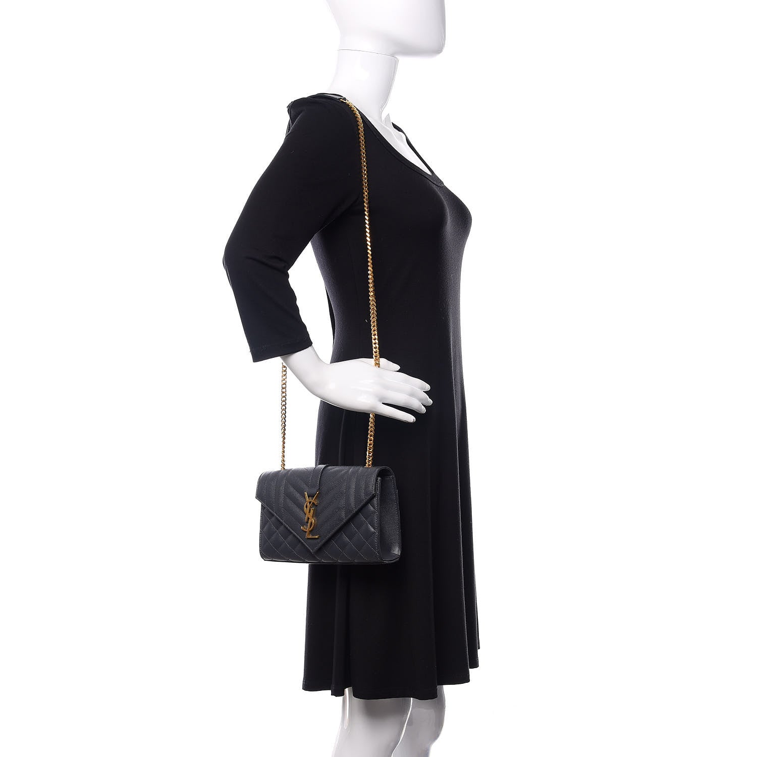 Saint Laurent Grain De Poudre Textured Mixed Matelasse Triquilt Small Monogram Satchel Dark Smoke 2 of 12