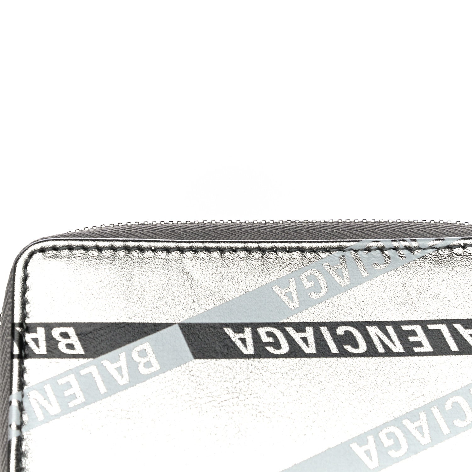 Balenciaga Metallic Calfskin Losange Monogram Everyday Zip Around Card Case Silver Black White 12 of 14
