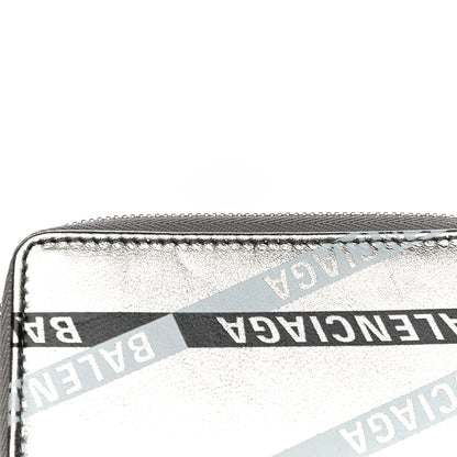 Balenciaga Metallic Calfskin Losange Monogram Everyday Zip Around Card Case Silver Black White 12 of 14