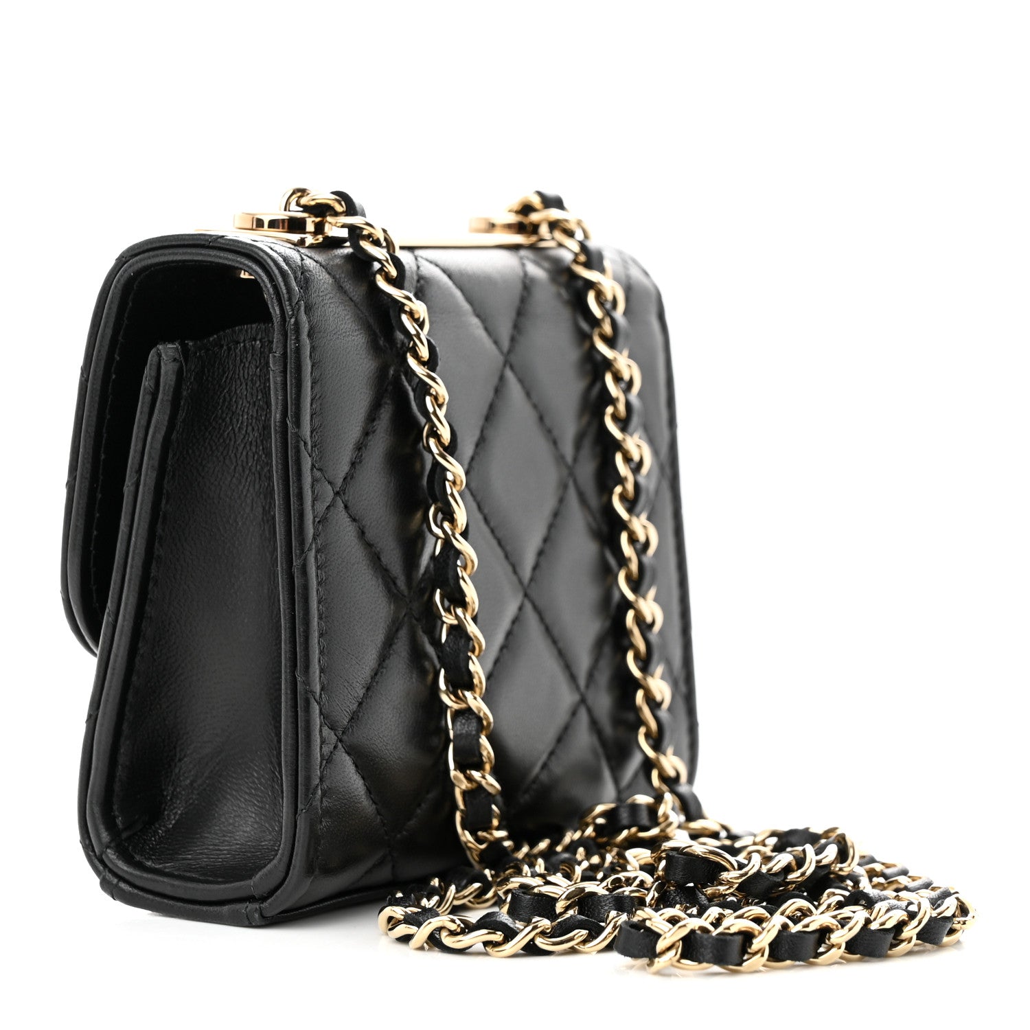 Chanel Lambskin Quilted Mini Trendy CC Chain Wallet Black 3 of 12