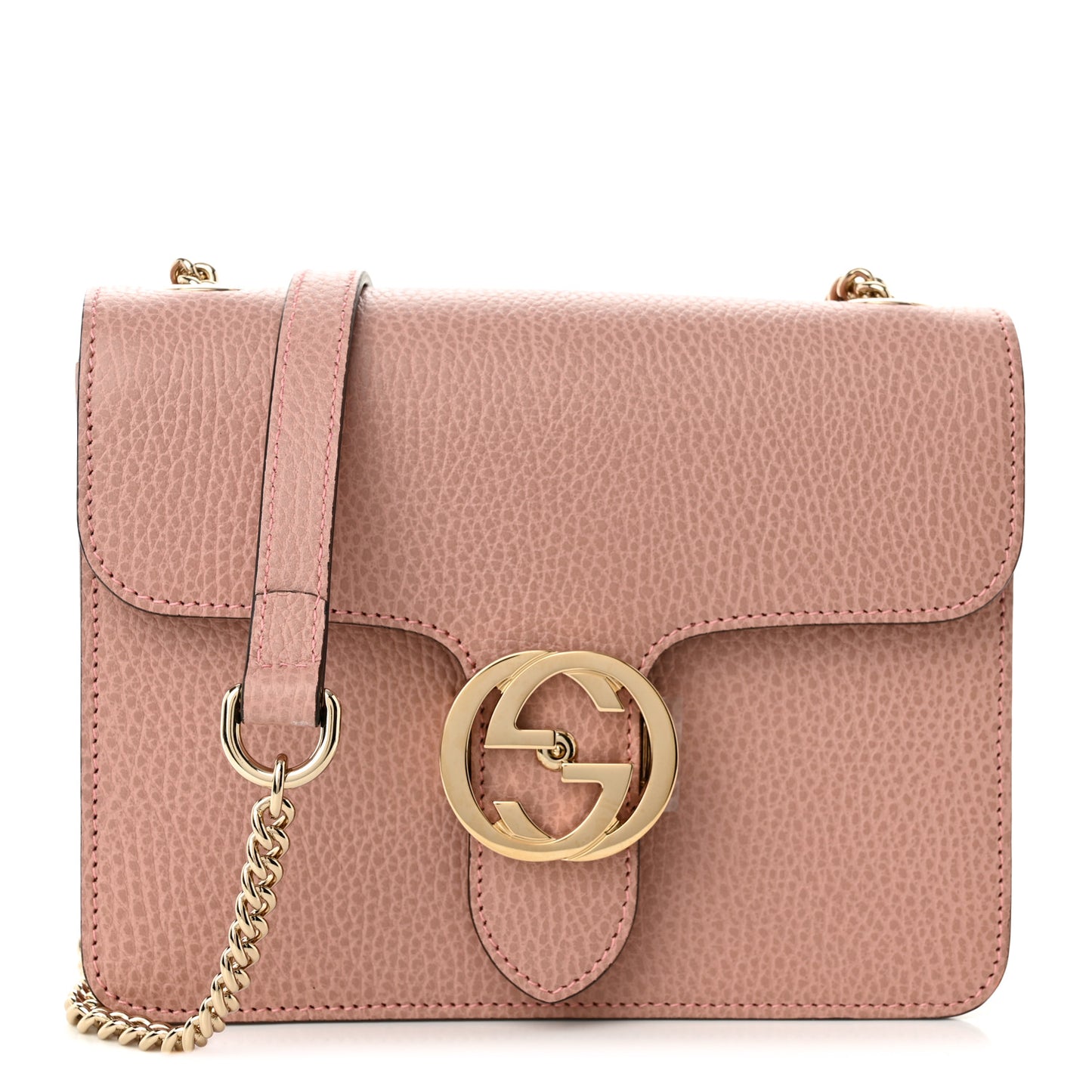 Dollar Calfskin Small Interlocking G Shoulder Bag Soft Pink