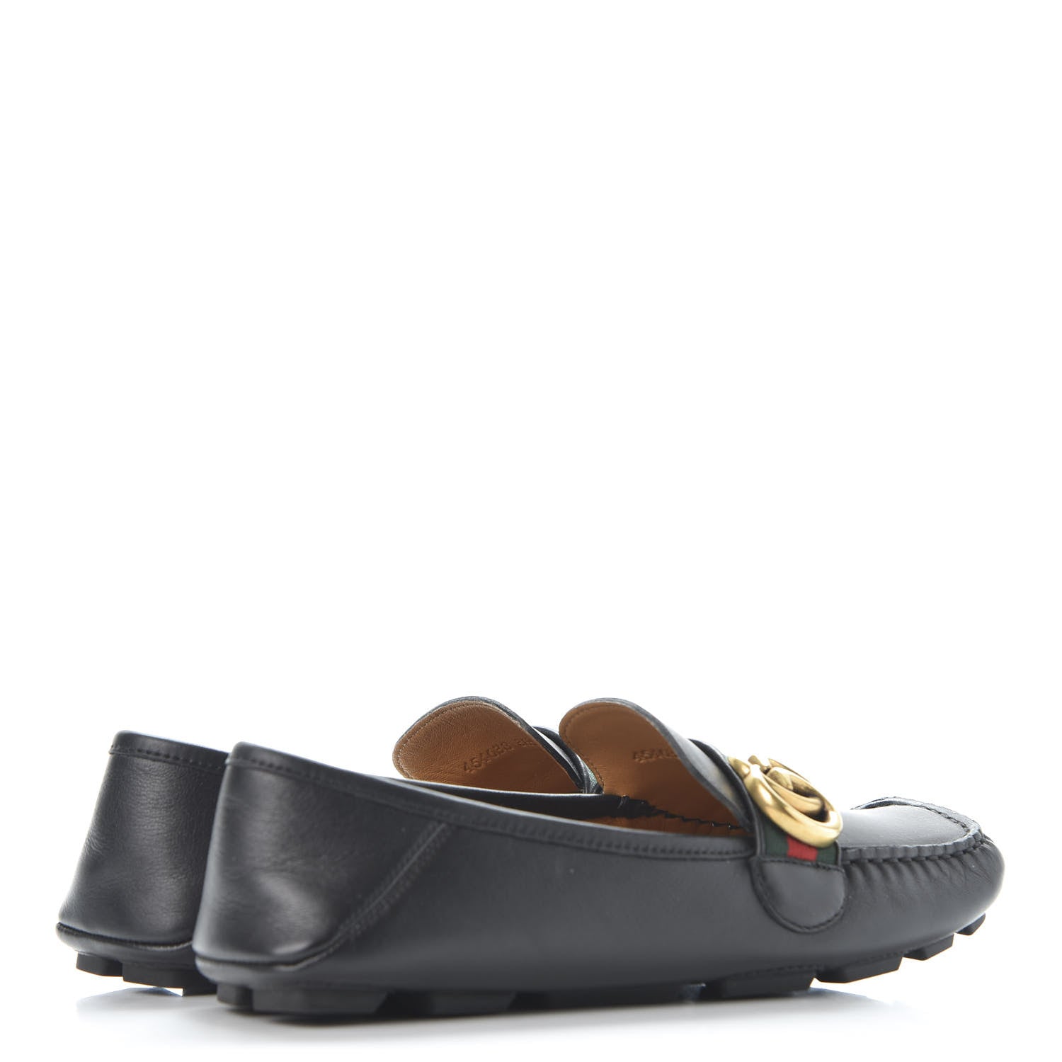 Gucci Calfskin Womens Noel Web Driver Loafers 38.5 Black 4 of 12