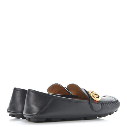 Gucci Calfskin Womens Noel Web Driver Loafers 38.5 Black 4 of 12