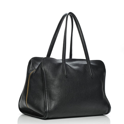 Alexander McQueen Pebbled Calfskin Large Skull Padlock Zip Around Tote Black 3 of 12