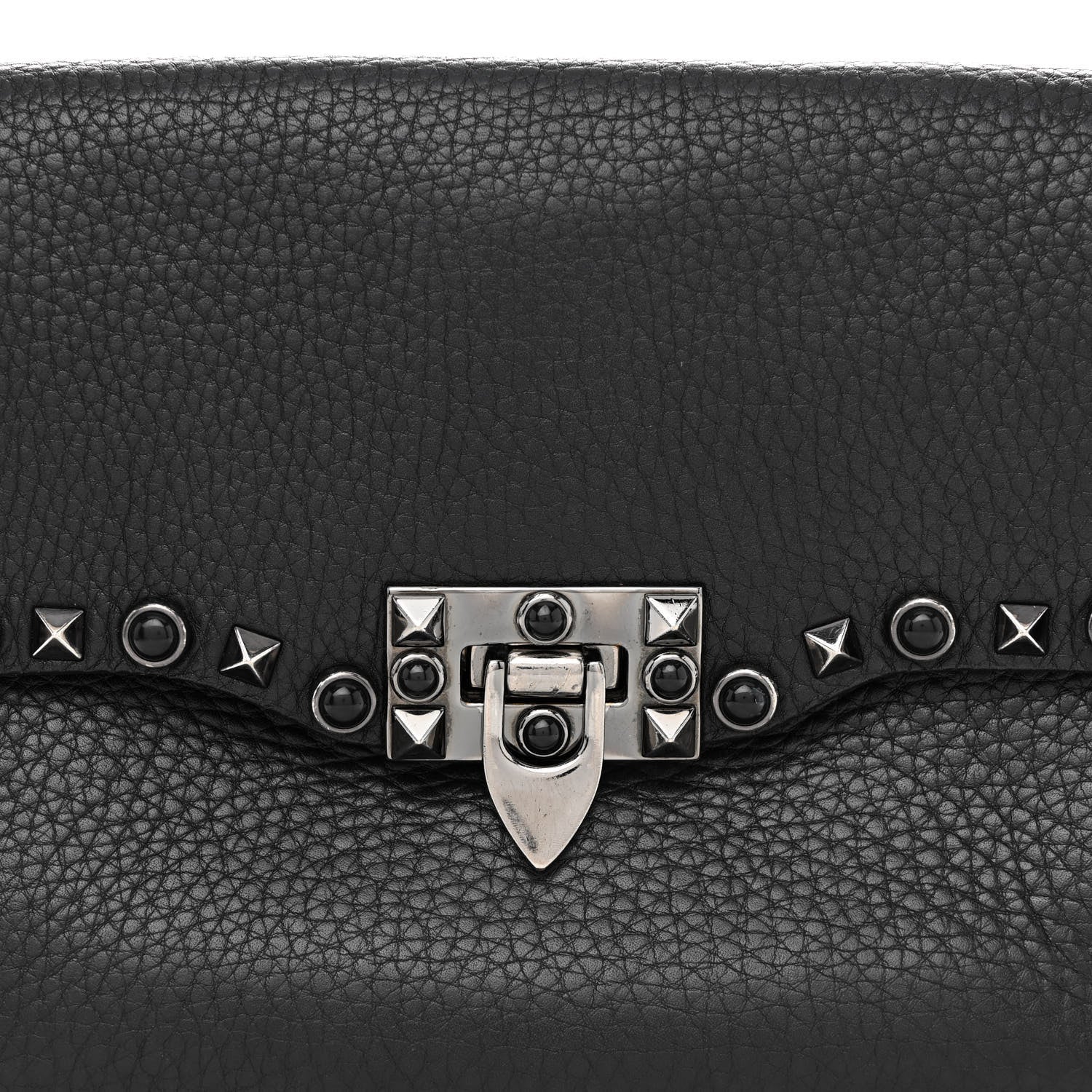 Valentino Garavani Pebbled Calfskin Onyx Medium Rockstud Rolling Flap Saddle Bag Black 7 of 14