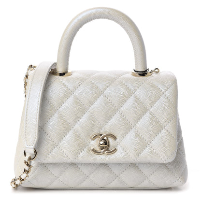 Chanel Iridescent Caviar Quilted Extra Mini Coco Handle Flap White 1 of 11