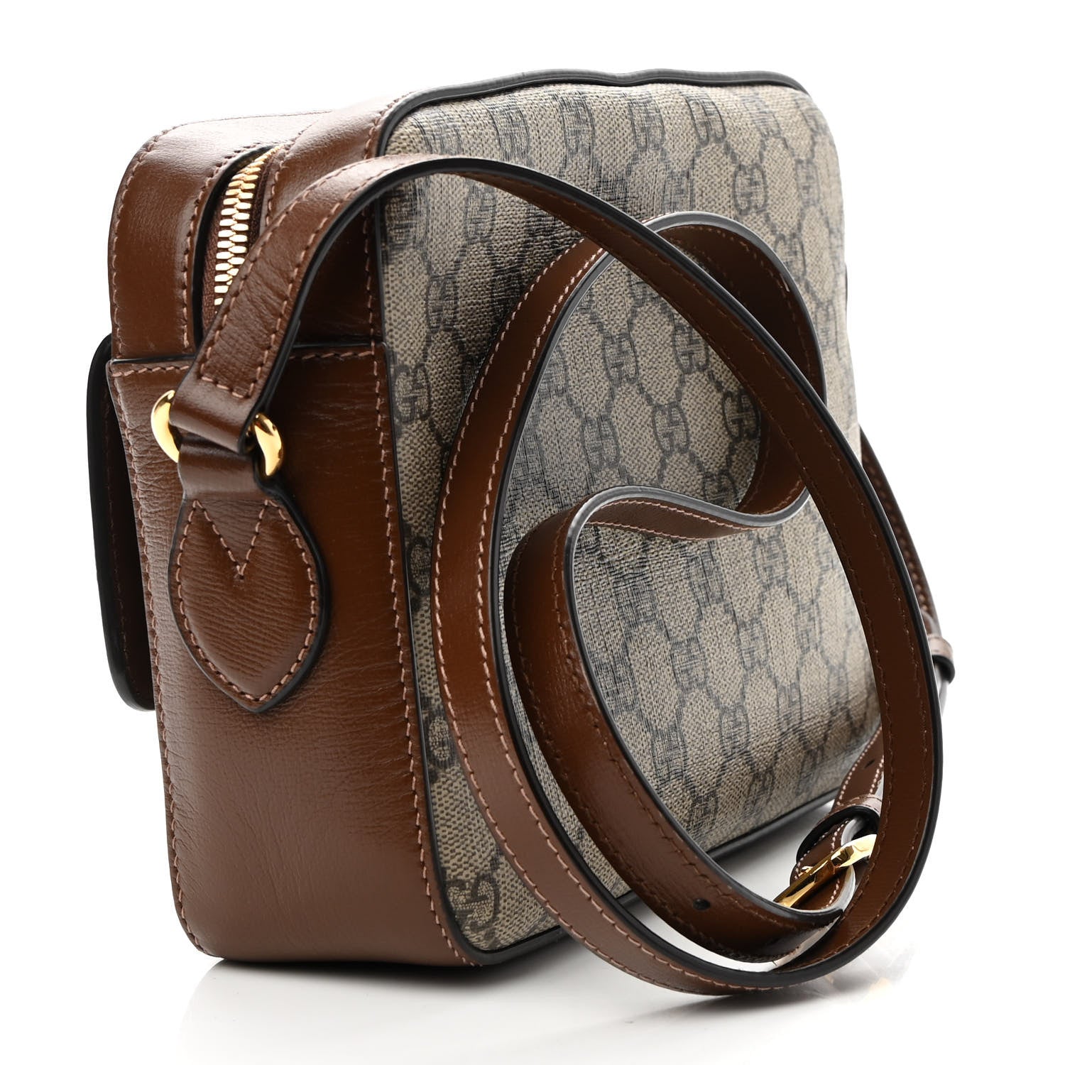 Gucci GG Supreme Monogram Small Horsebit 1955 Shoulder Bag Beige Brown Sugar 3 of 9