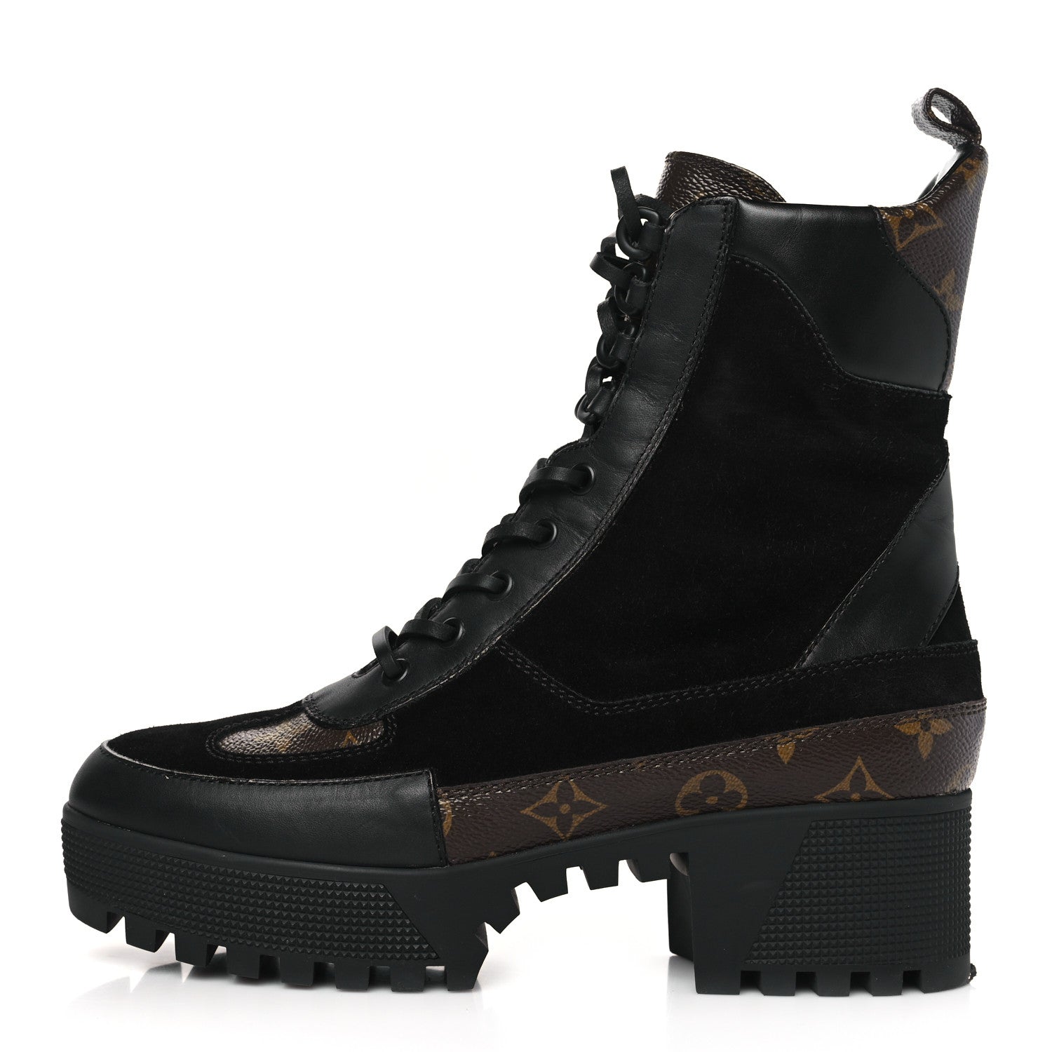 Louis Vuitton Suede Calfskin Monogram Laureate Platform Desert Boots 39.5 Black 1 of 8