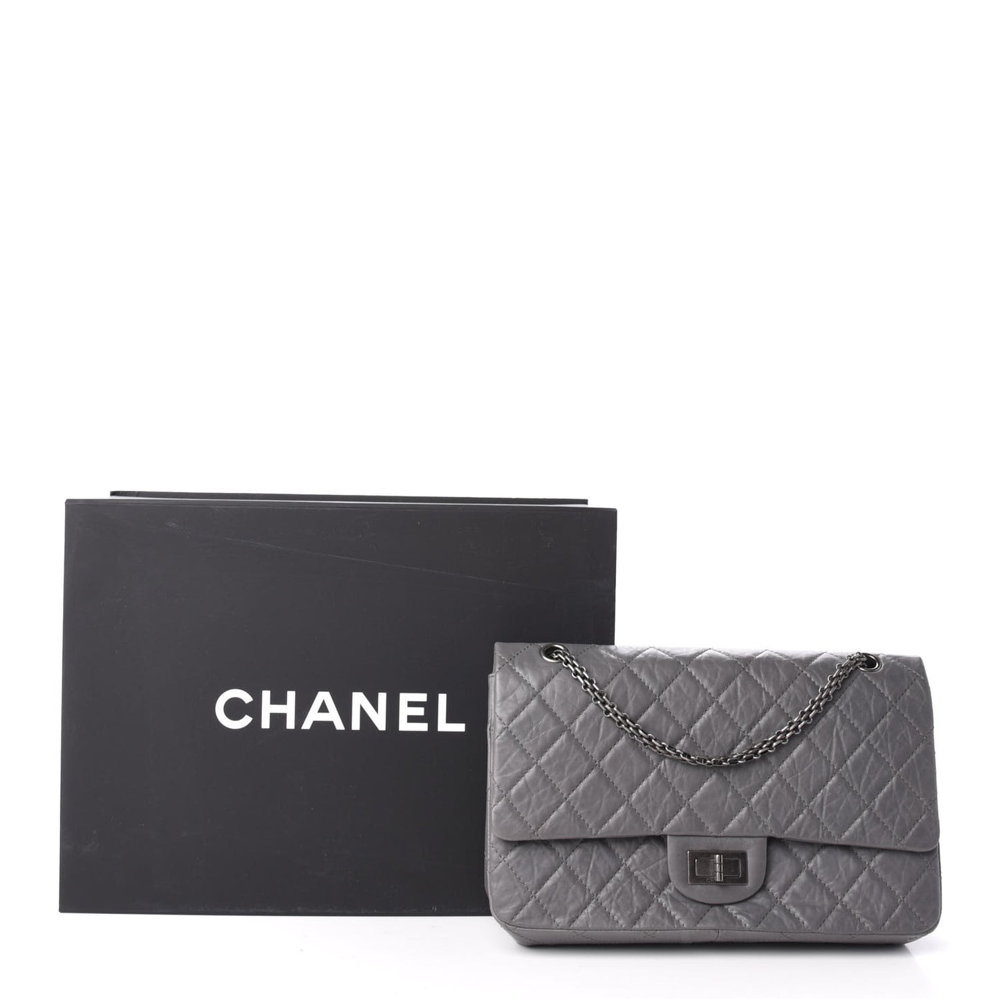 Aged Calfskin Quilted 2.55 Reissue 227 Flap Grey