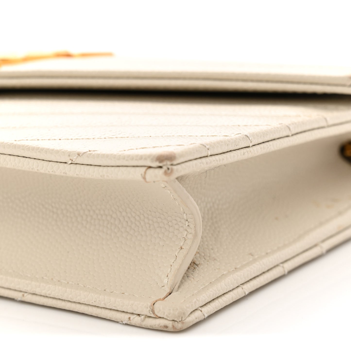 Grain De Poudre Matelasse Chevron Monogram Envelope Chain Wallet Crema Soft