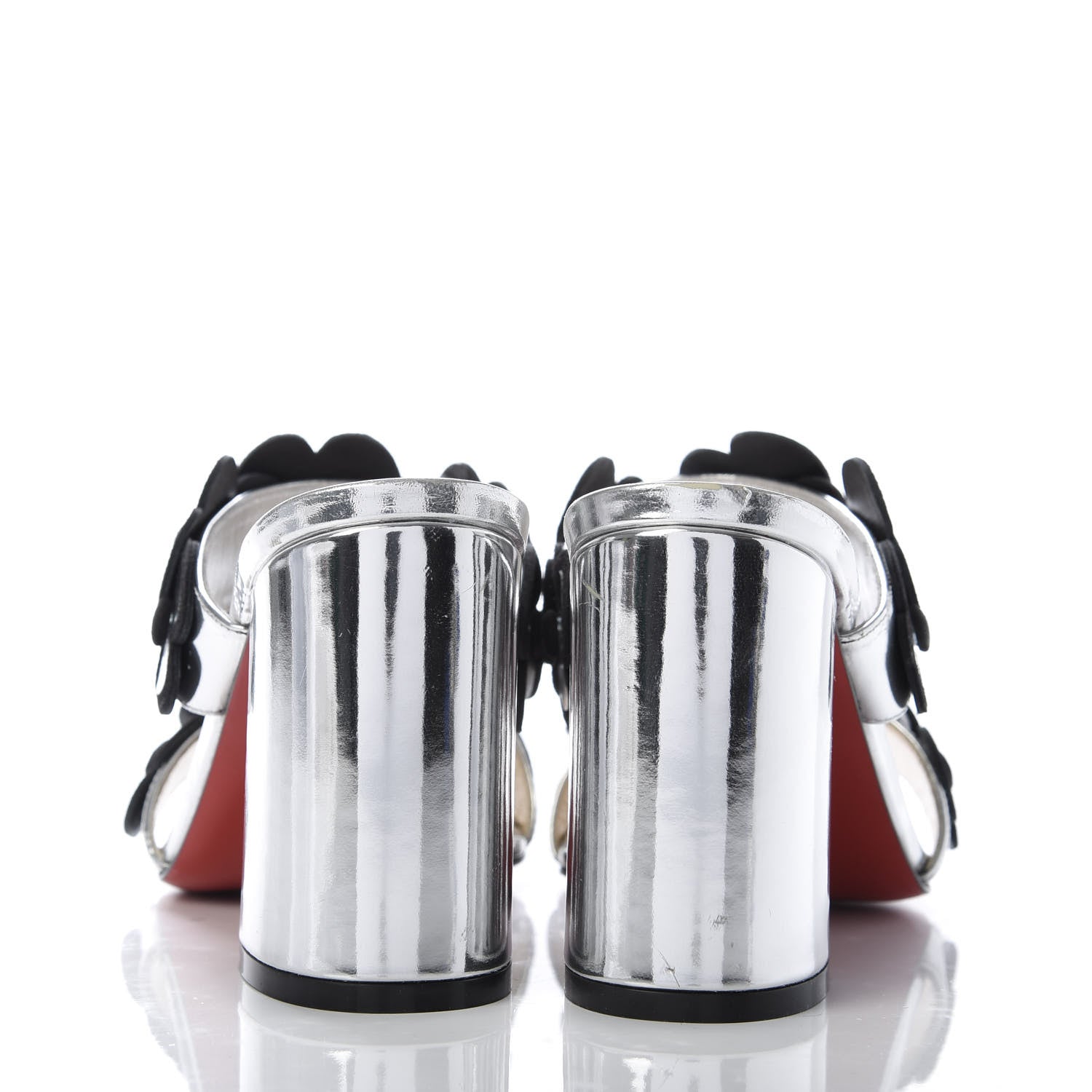 Christian Louboutin Metallic Calfskin Tres Pansy 85 Slide Sandals 37.5 Silver 6 of 9