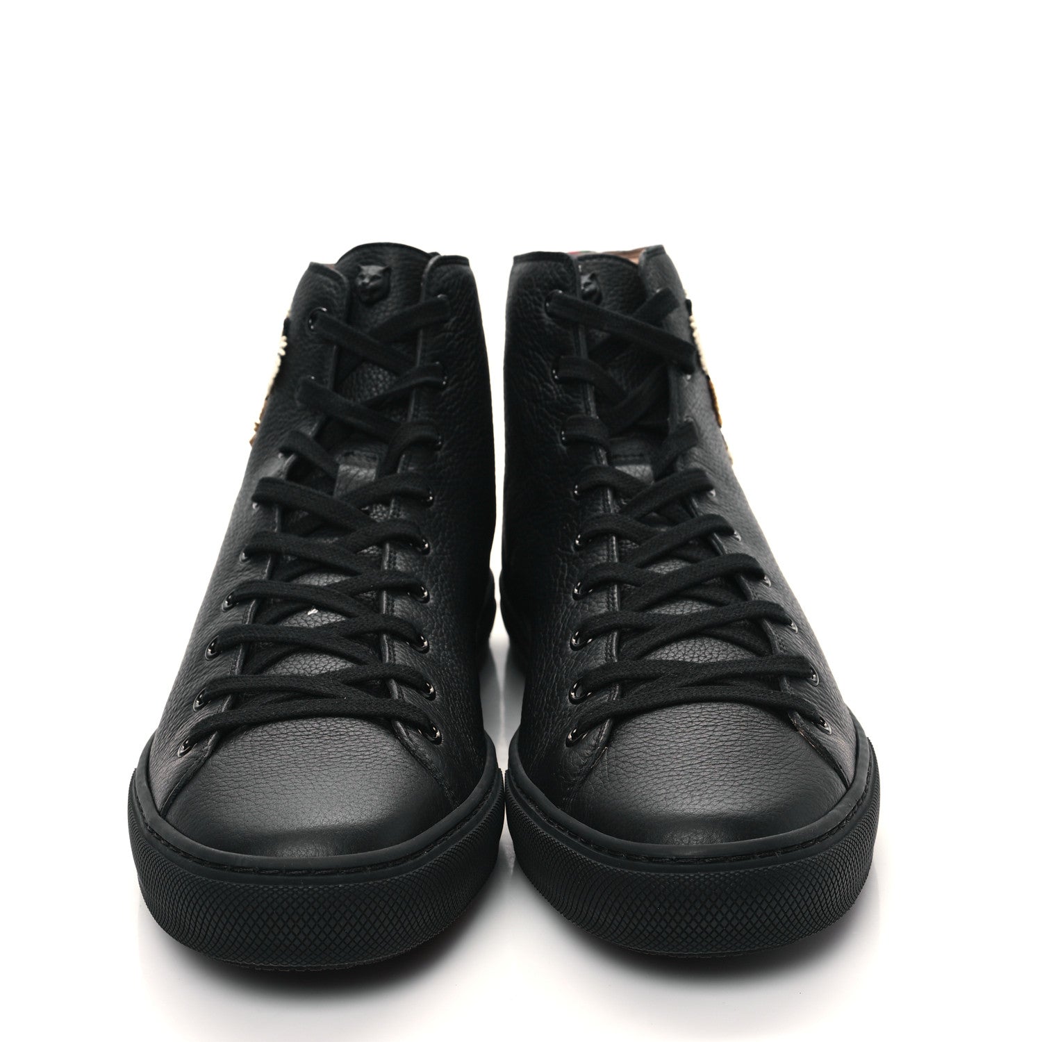 Gucci Calfskin Tiger Embroidered Mens High Top Sneakers 11 Black 2 of 9