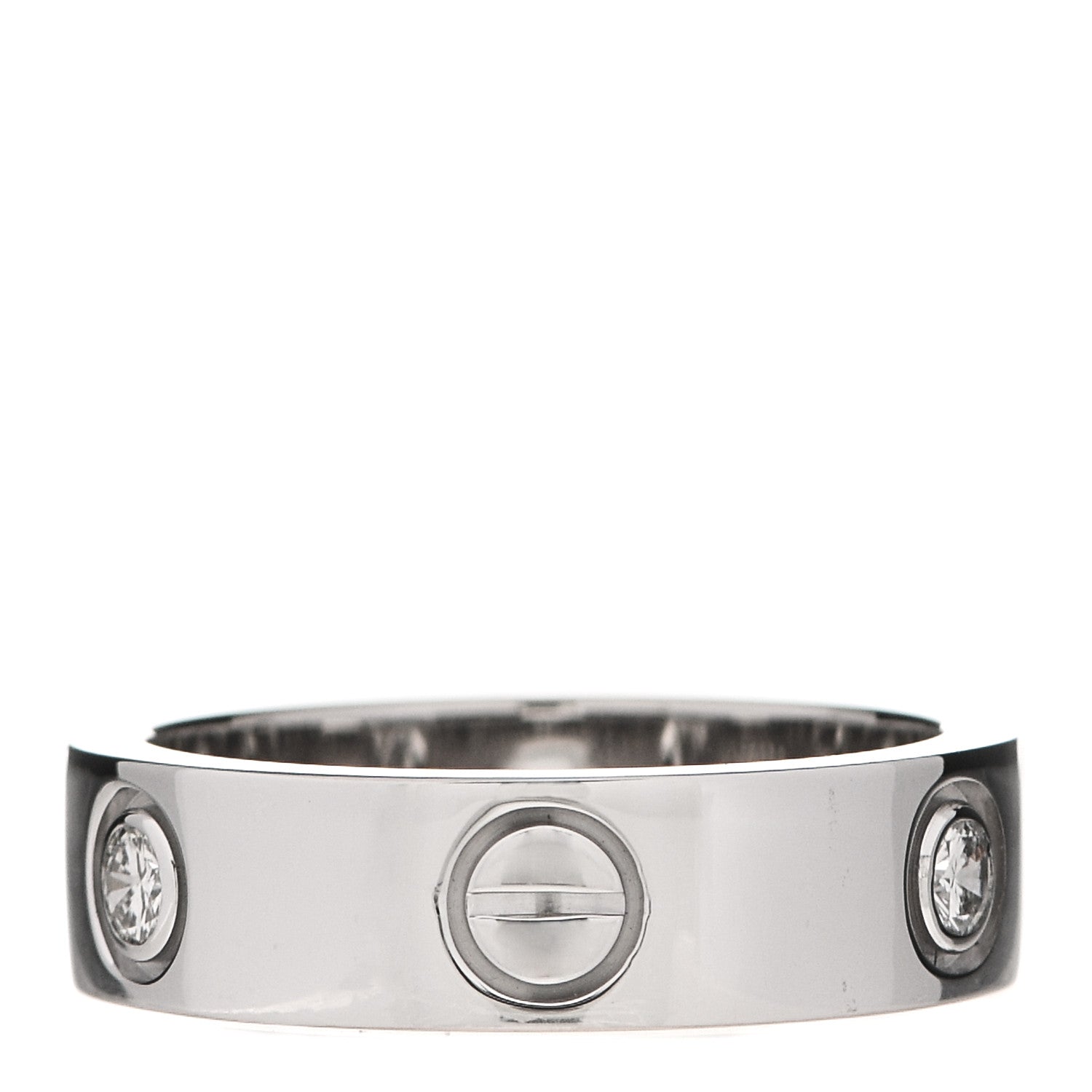 Cartier 18K White Gold 3 Diamond 5.5mm LOVE Ring 53 6.5 3 of 5