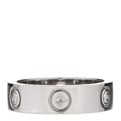 Cartier 18K White Gold 3 Diamond 5.5mm LOVE Ring 53 6.5 3 of 5