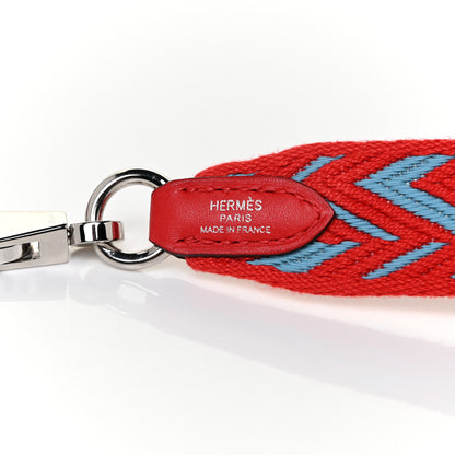 Hermes Toile Swift 25mm Sangle ZigZag Shoulder Strap Rouge De Coeur Bleu Du Nord 3 of 4