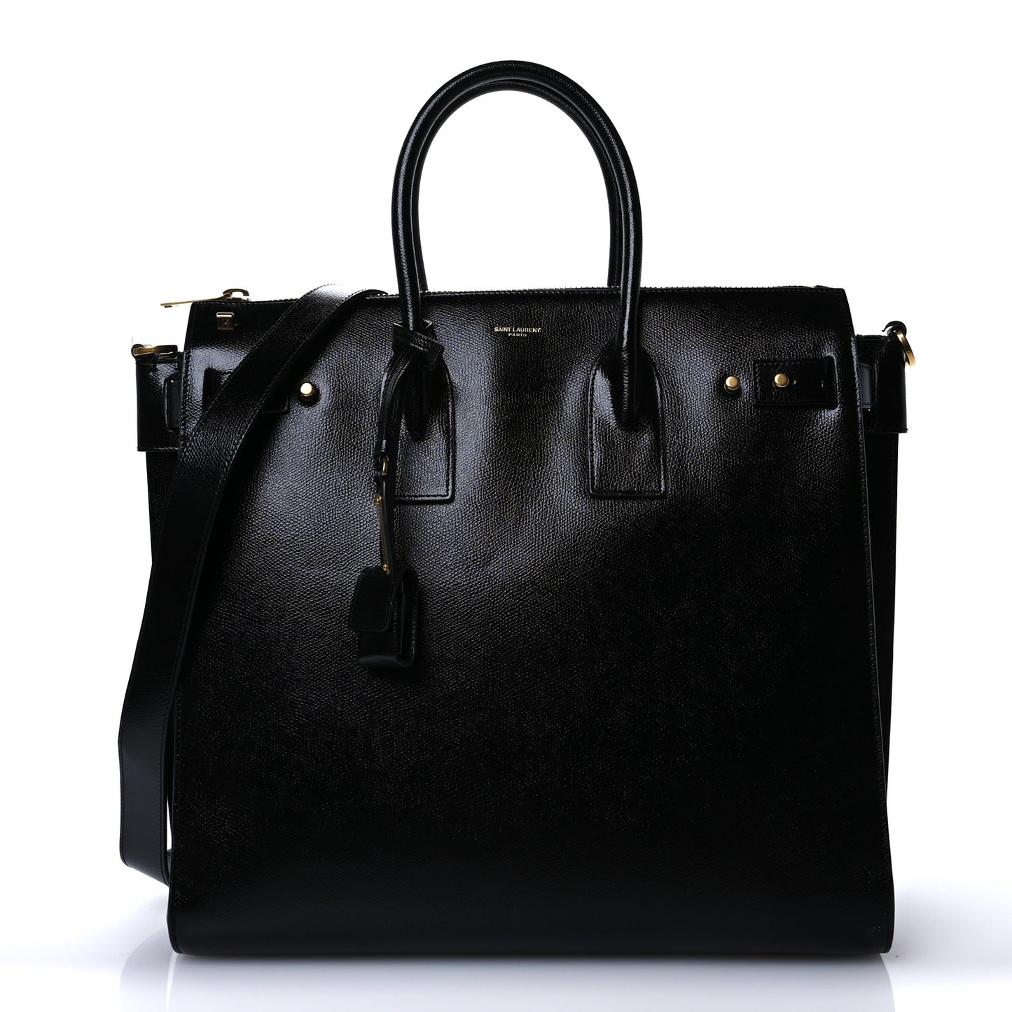 Patent Grain De Poudre  Sac De Jour Souple North South Tote Black