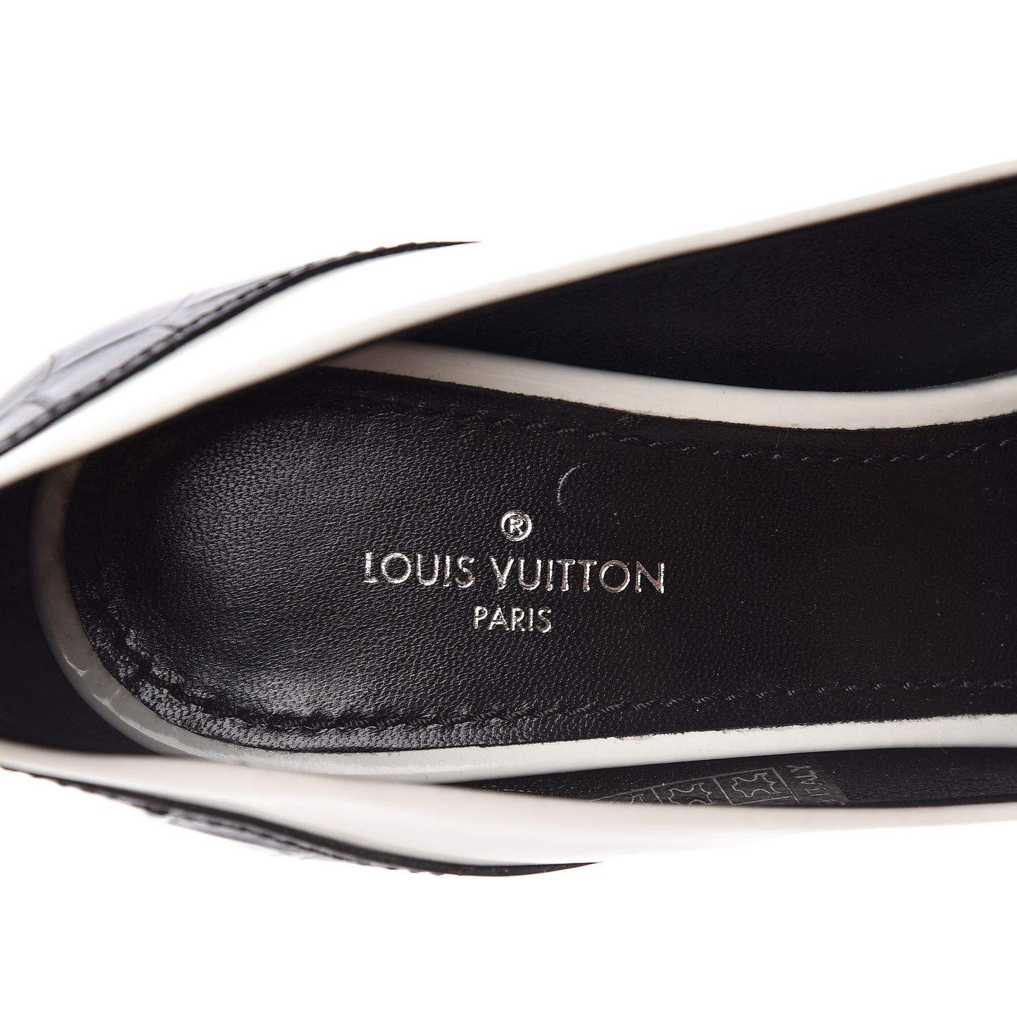 Calfskin Crocodile Embossed Matchmake Pumps 35 Black White