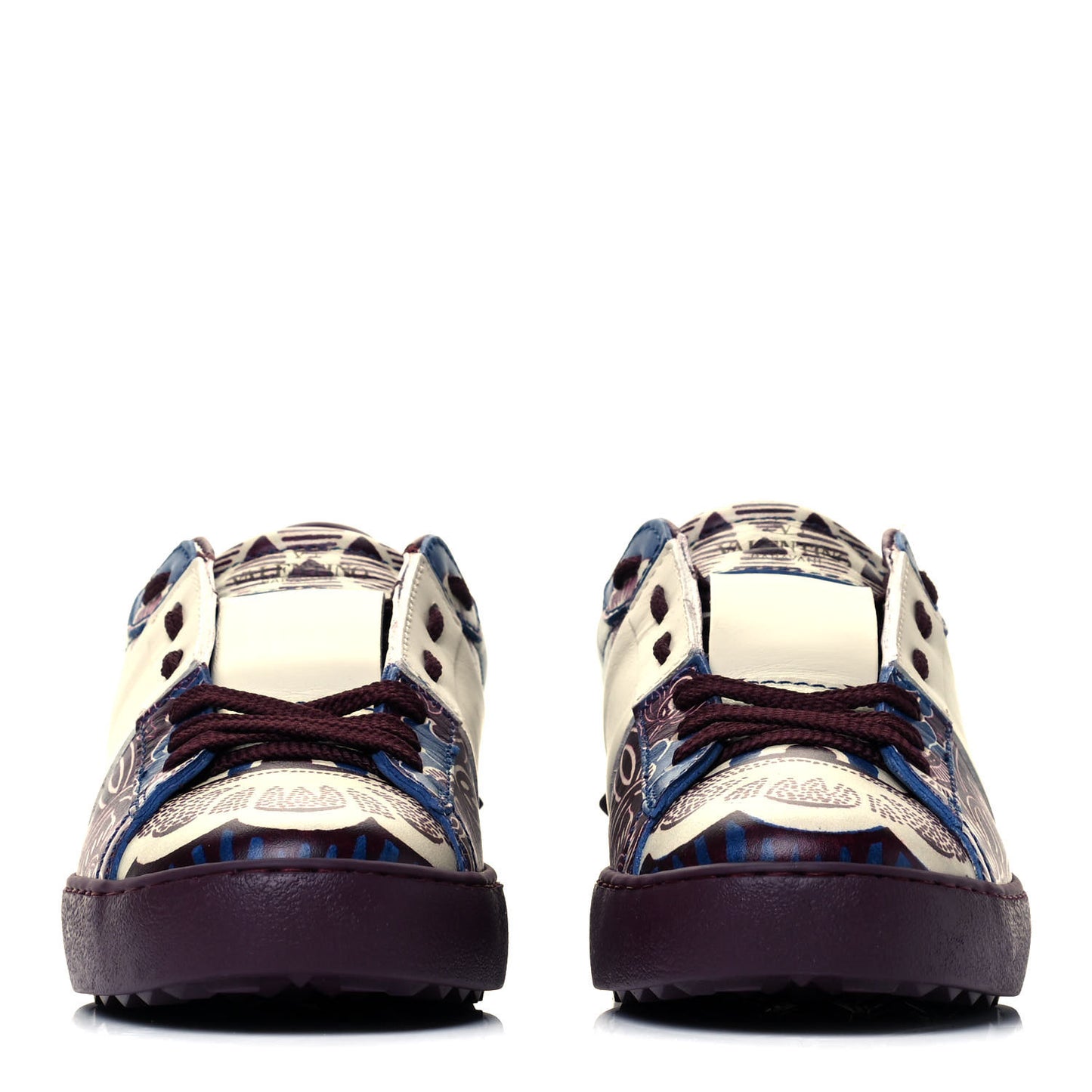 Calfskin Mime Rockstud Open Sneakers 36 Indigo Rubin Ivory