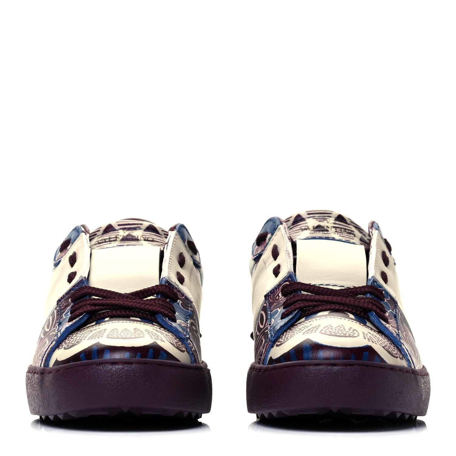 Valentino Garavani Calfskin Mime Rockstud Open Sneakers 36 Indigo Rubin Ivory 3 of 8