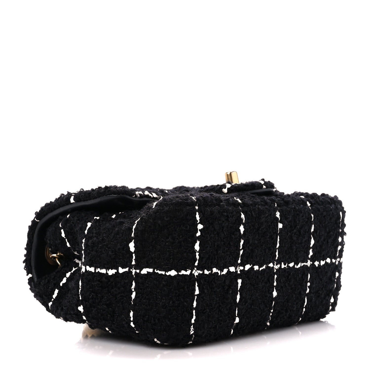Chanel Tweed Quilted Mini Square Pearl Crush Flap Black 4 of 12