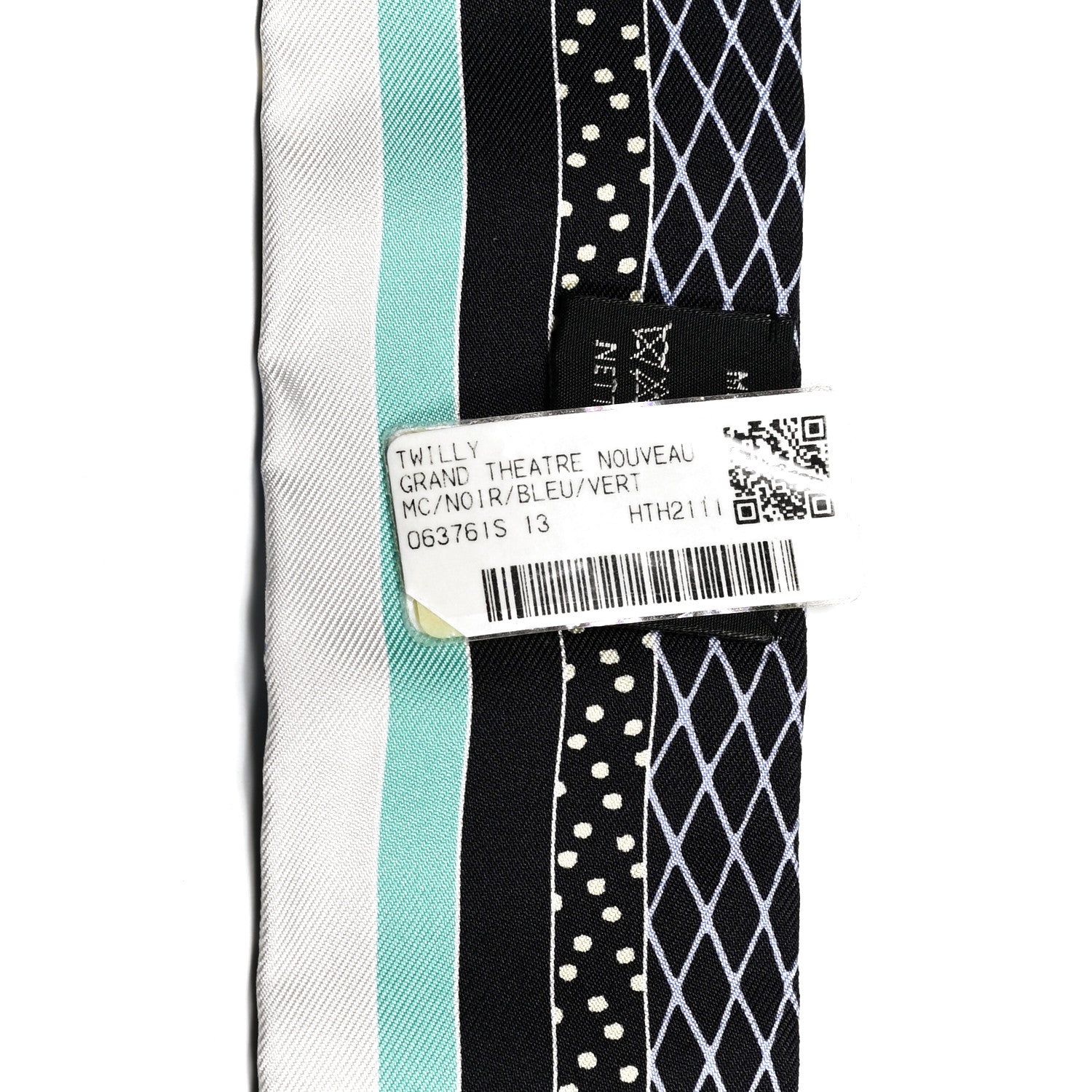 Hermes Silk Twilly Grand Theatre Nouveau Black Bleu Vert 2 of 4