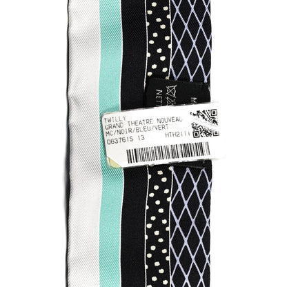 Hermes Silk Twilly Grand Theatre Nouveau Black Bleu Vert 2 of 4