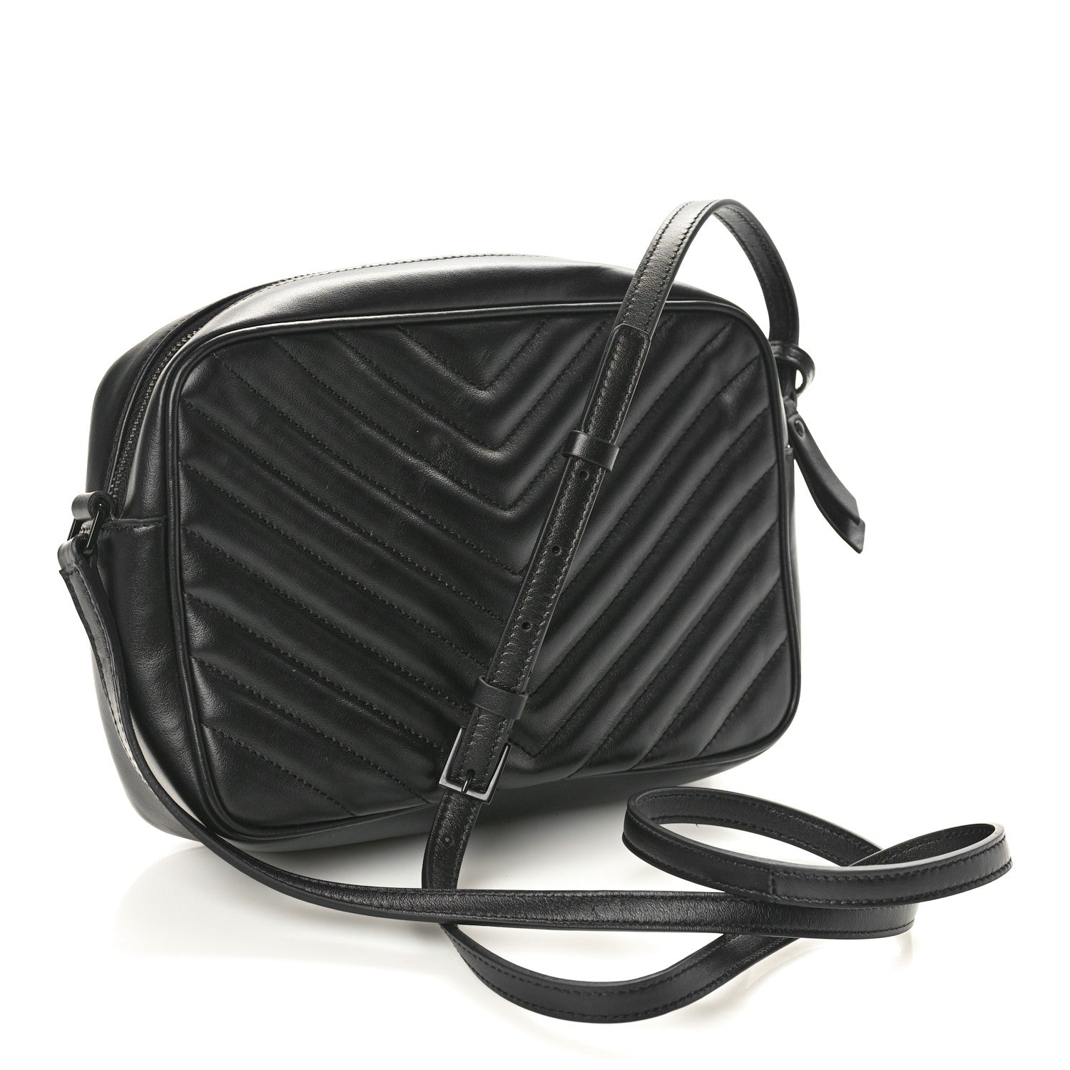 Saint Laurent Calfskin Matelasse Monogram Monochrome Lou Camera Bag Black 3 of 9