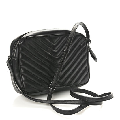Saint Laurent Calfskin Matelasse Monogram Monochrome Lou Camera Bag Black 3 of 9