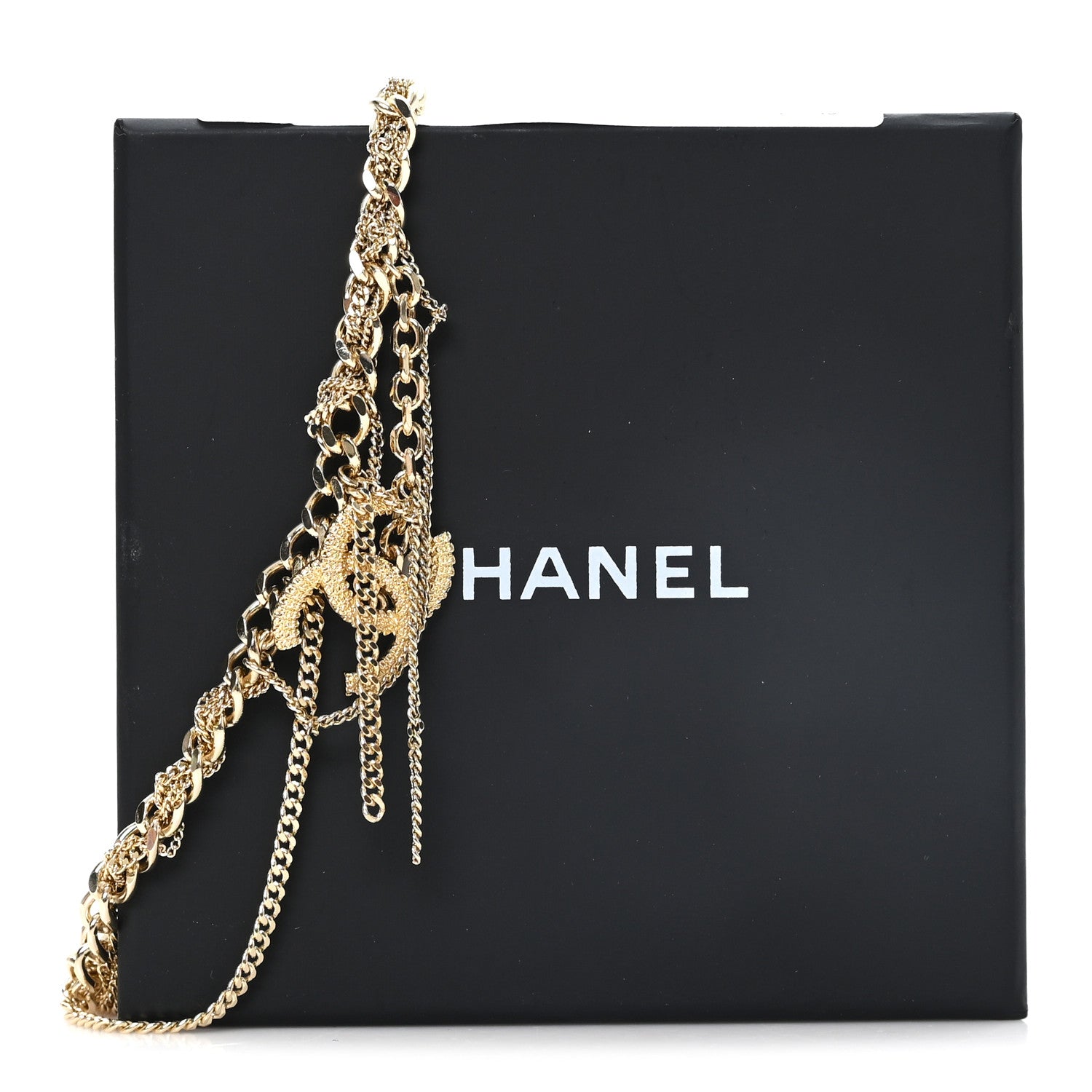 Chanel Metal Chain Link CC Multi Strand Choker Necklace Gold 5 of 5