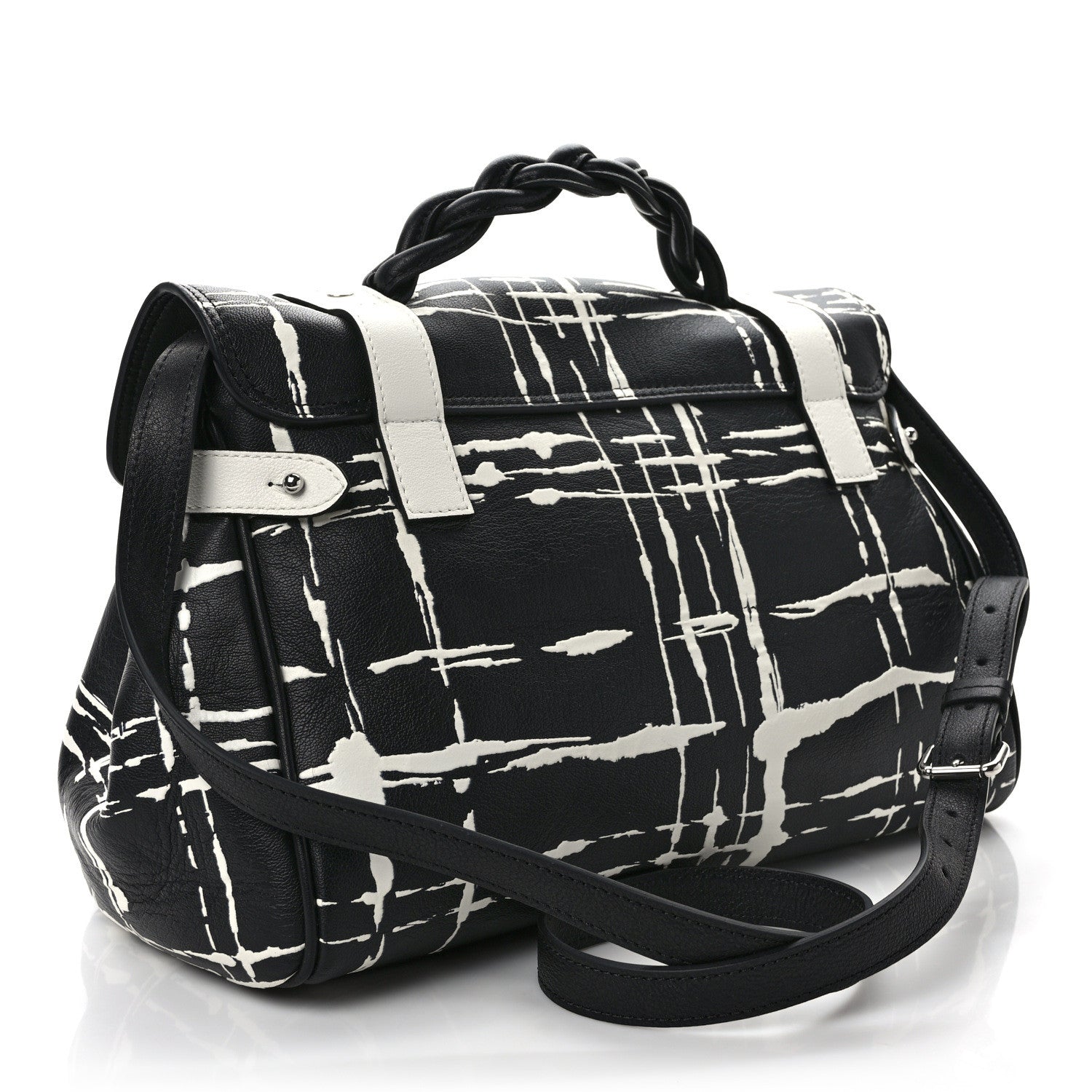 Mulberry Polished Buffalo Check Printed Medium Alexa Black White 3 of 8