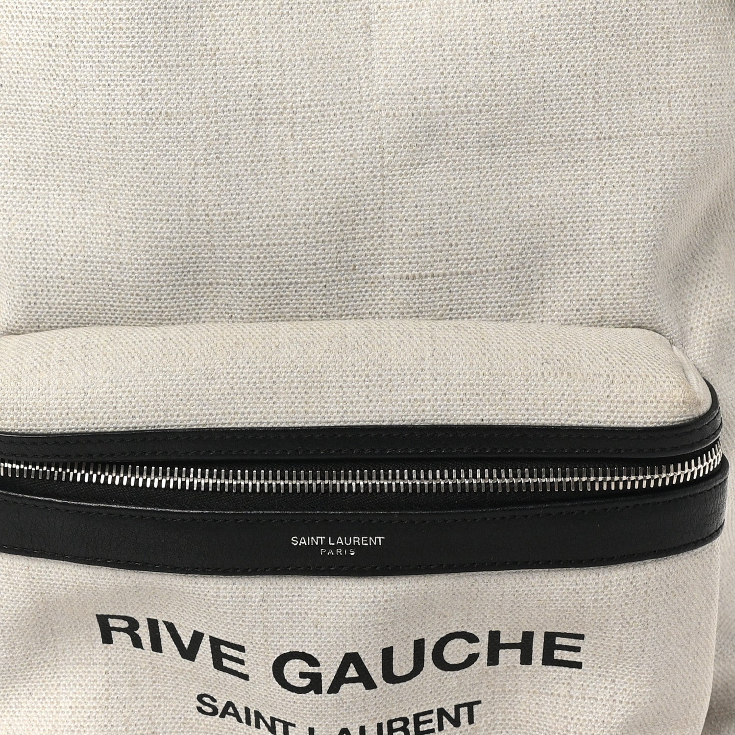 Saint Laurent Canvas Rive Gauche City Backpack White Black 8 of 10