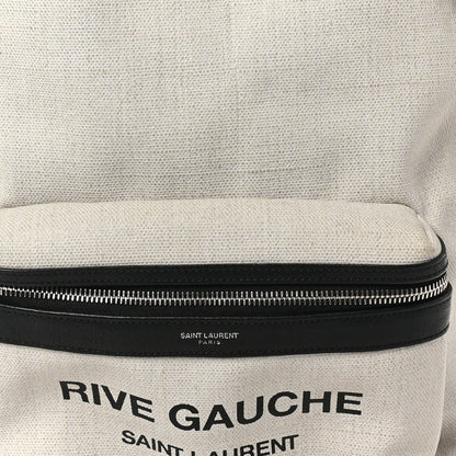 Saint Laurent Canvas Rive Gauche City Backpack White Black 8 of 10