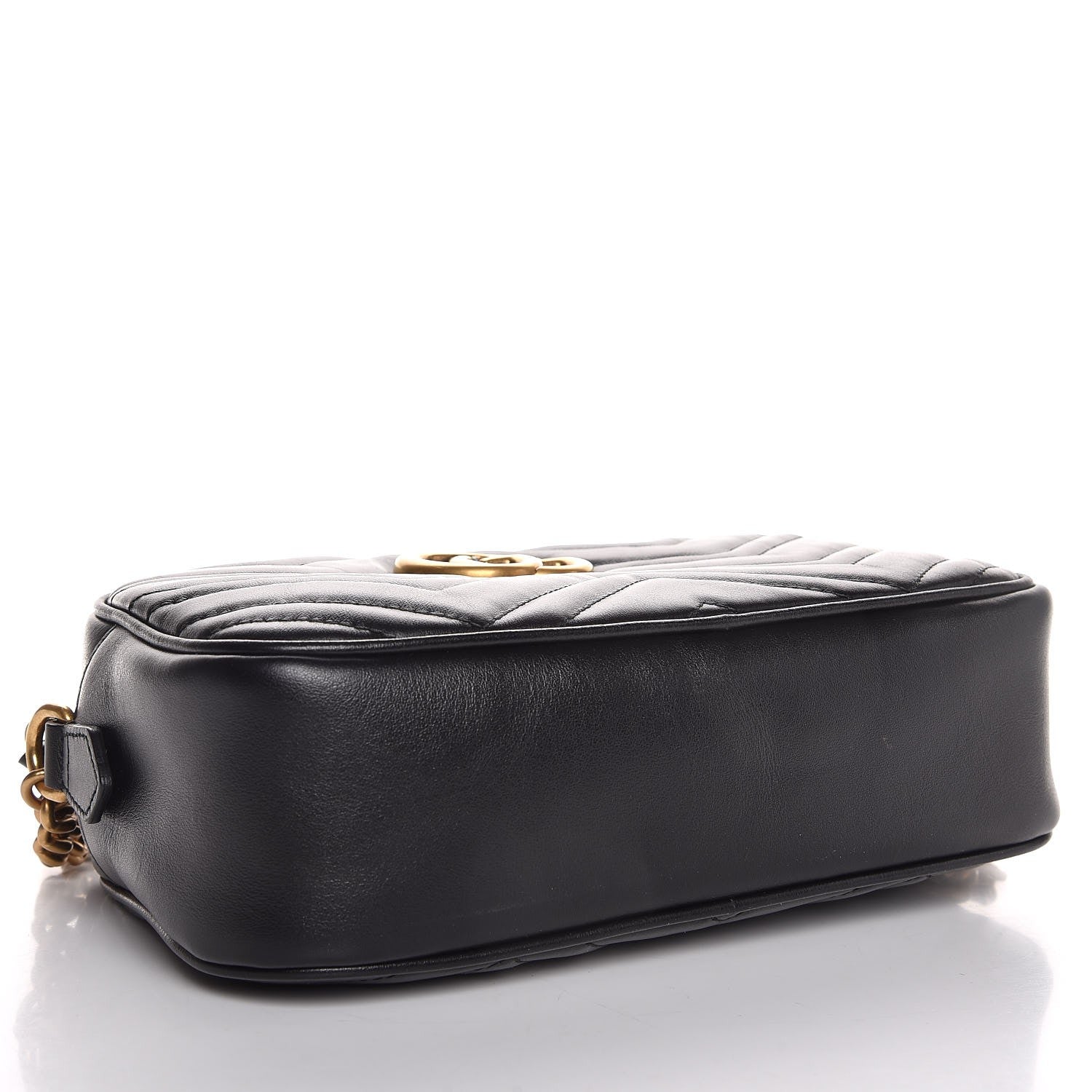 Gucci Calfskin Matelasse Small GG Marmont Chain Shoulder Bag Black 4 of 7