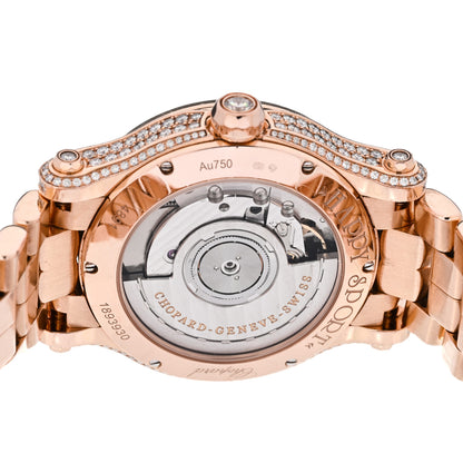 Chopard 18K Rose Gold Diamond Mother of Pearl Multicolor Sapphire 36mm Happy Sport Automatic Watch 5 of 6