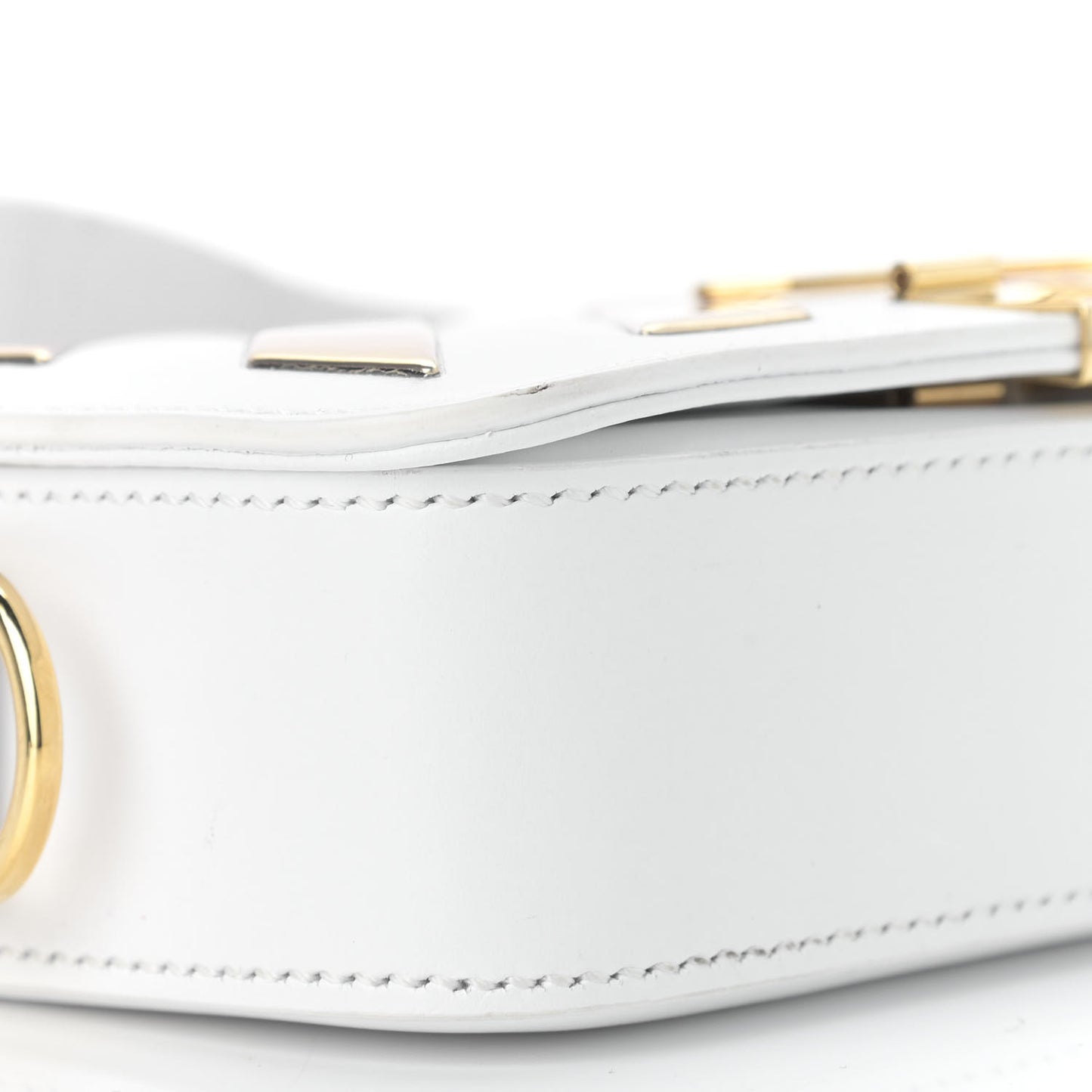 Calfskin Metallic Mini Binder Clip Crossbody White Gold