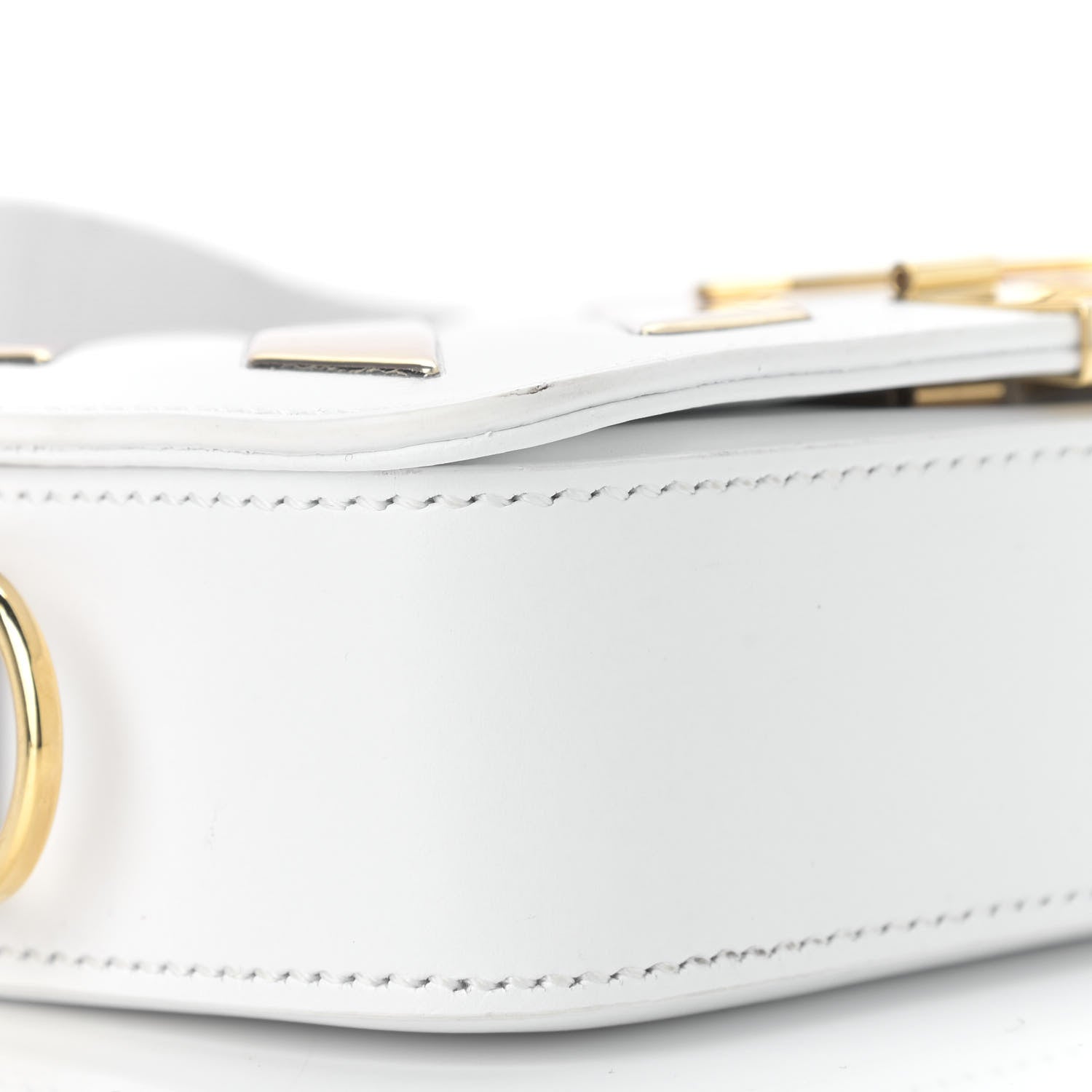 Off-White Calfskin Metallic Mini Binder Clip Crossbody White Gold 9 of 10