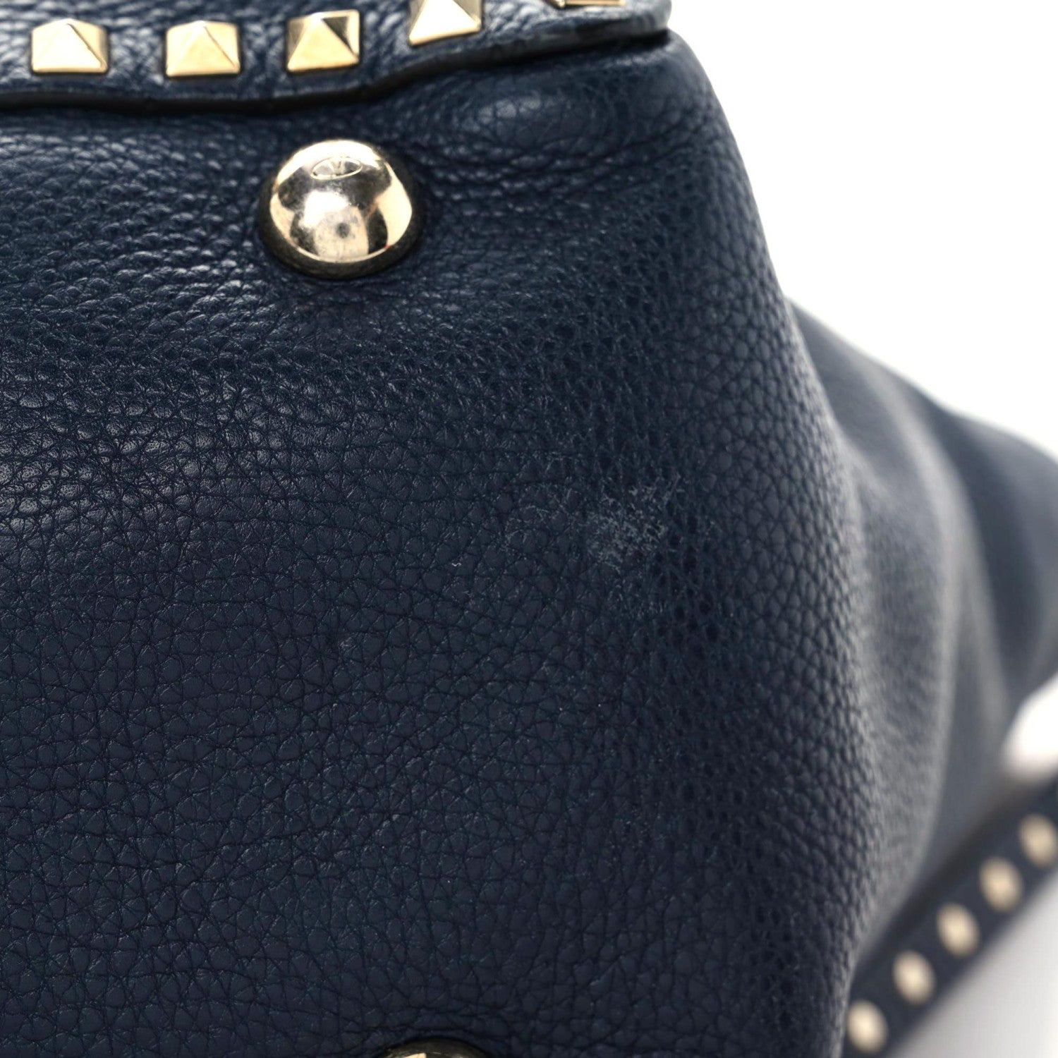 Valentino Garavani Pebbled Calfskin Medium Rockstud Tote Marine 9 of 24