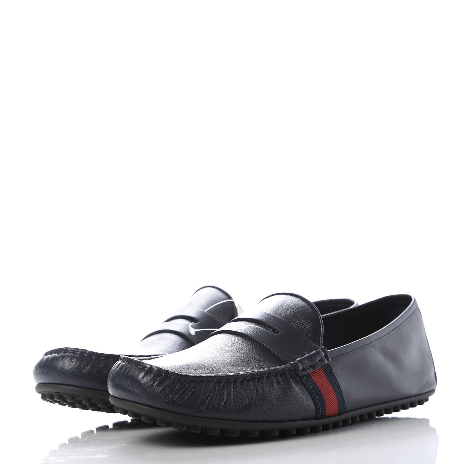 Gucci Nappa Web Mens Kanye Driver Loafers 9.5 Blue 3 of 8