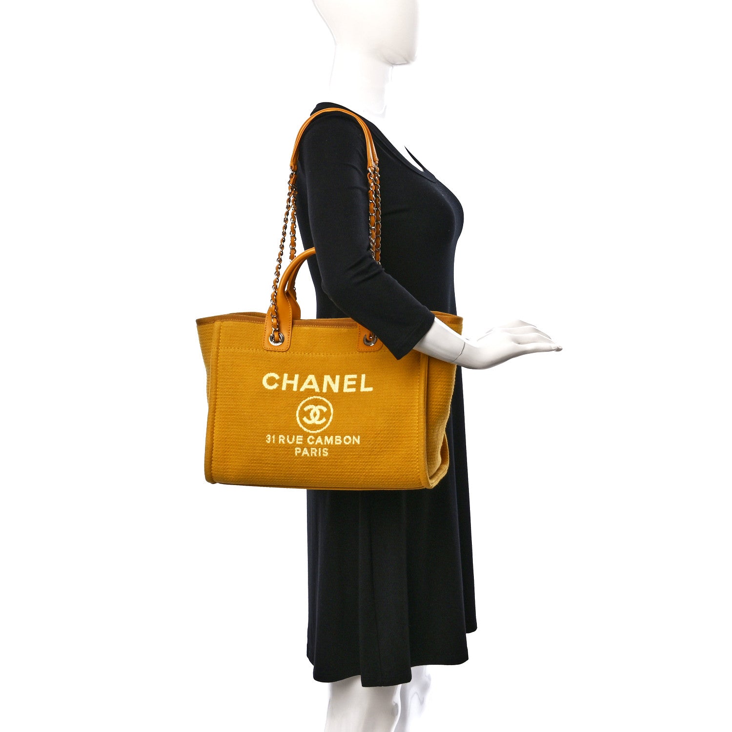 Chanel Mixed Fibers Small Deauville Tote Yellow 2 of 10