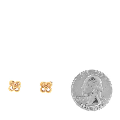 Louis Vuitton Brass Flower Full Stud Earrings Gold 2 of 4