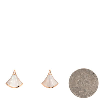 Bulgari 18K Rose Gold Diamond Mother of Pearl Divas' Dream Stud Earrings 2 of 5
