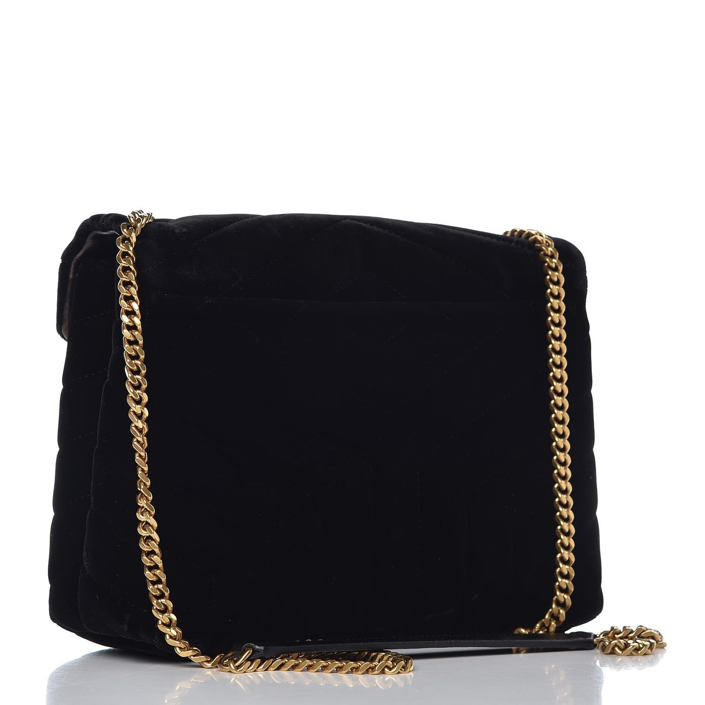 Velvet Y Quilted Monogram Small Loulou Chain Satchel Black