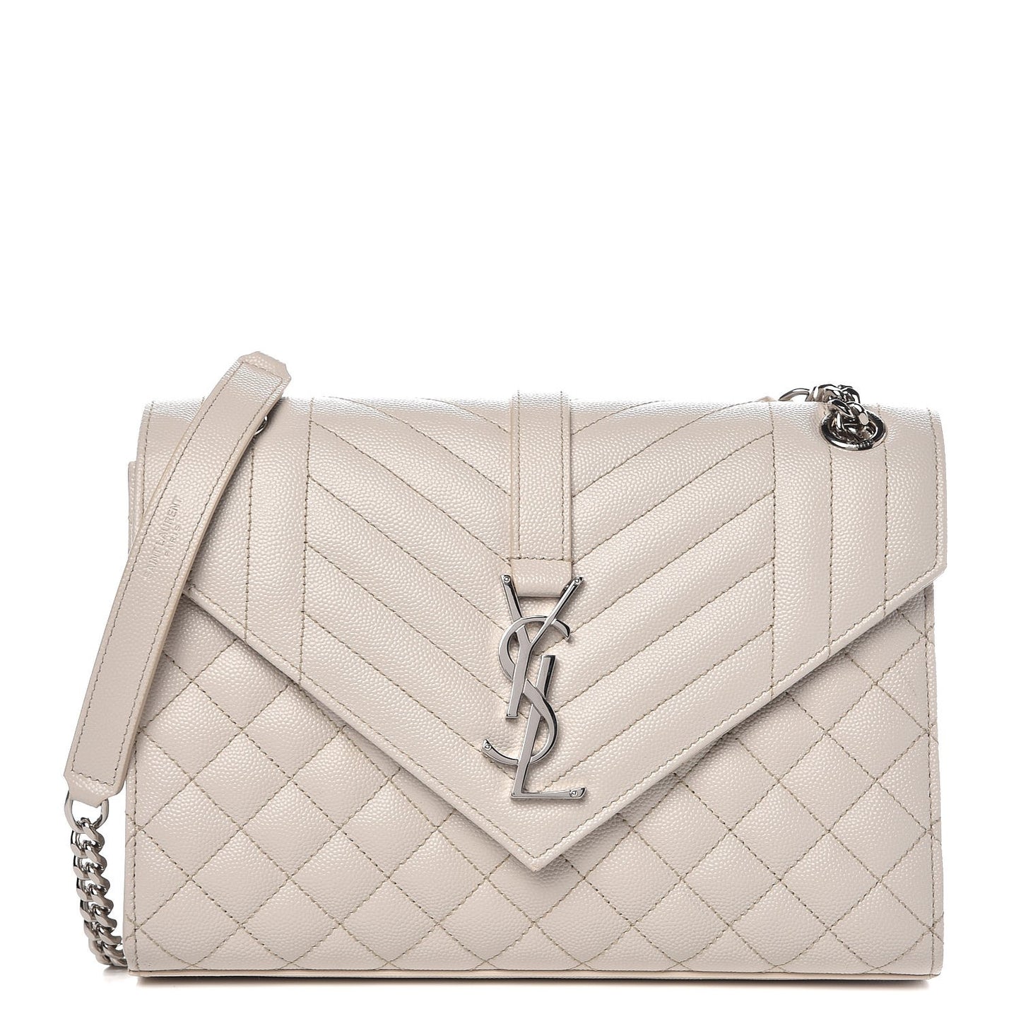 Grain De Poudre Textured Mixed Matelasse Medium Triquilt Monogram Satchel Porcellana