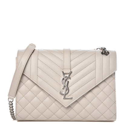 Saint Laurent Grain De Poudre Textured Mixed Matelasse Medium Triquilt Monogram Satchel Porcellana 1 of 8