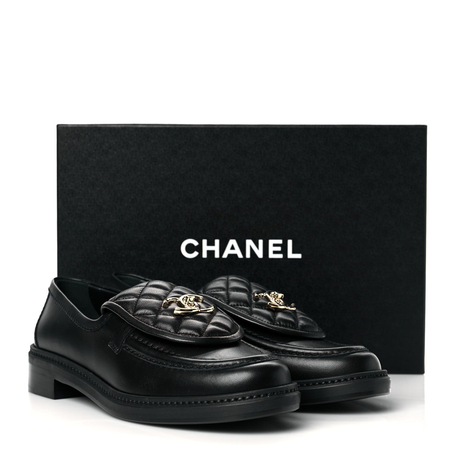 Chanel Lambskin Quilted CC Turnlock Loafers 39 Black 10 of 10
