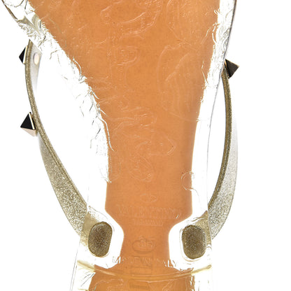 Valentino Garavani PVC Jelly Glitter Rockstud Bow Thong Sandals 35 Oro 7 of 9