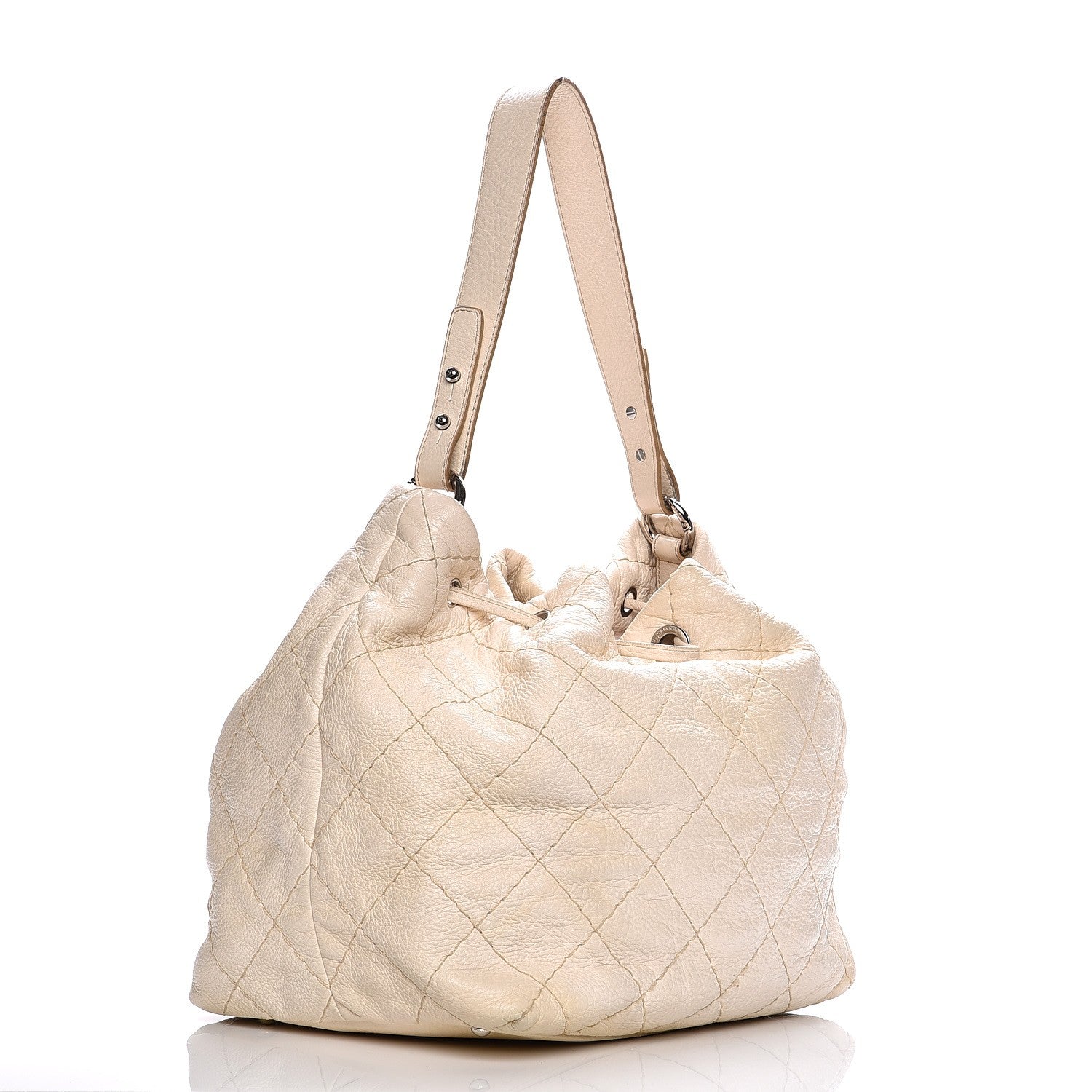Chanel Glazed Calfskin On The Road Drawstring Tote Ivory 2 of 8